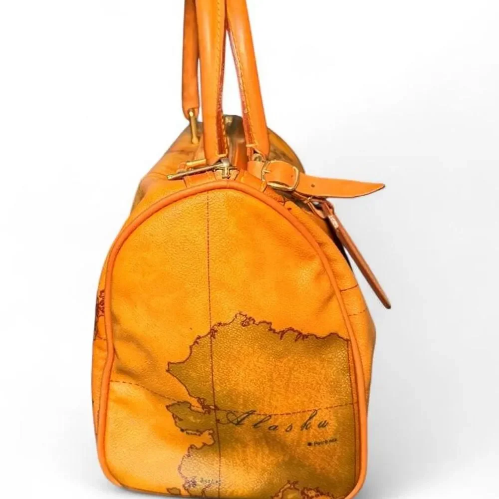 Authentic Alviero Martini 1ª Classe Geo Classic Medium Boston Bag Map Satchel